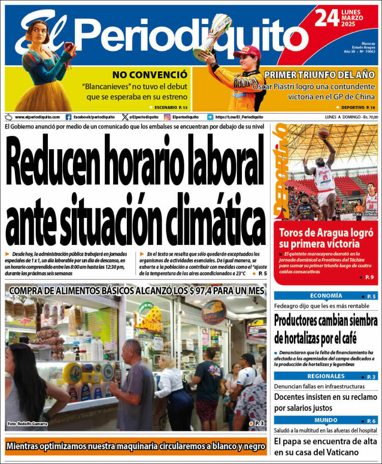 Titulares de la prensa nacional para este lunes 24 de marzo