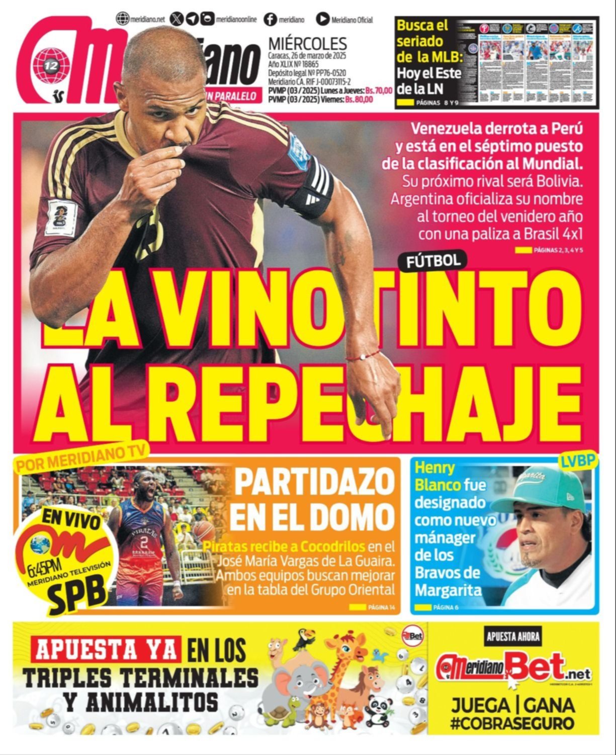 Titulares de la prensa nacional para este miércoles 26 de marzo