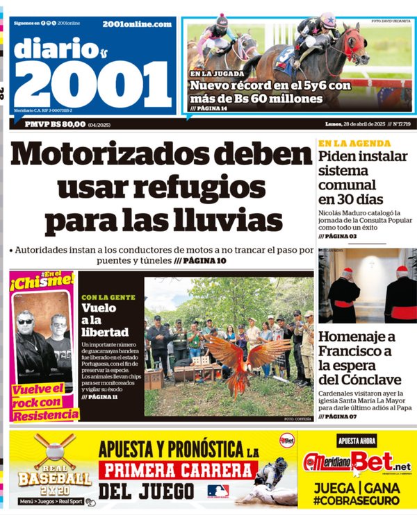 Titulares de la prensa nacional para este lunes 28 de abril