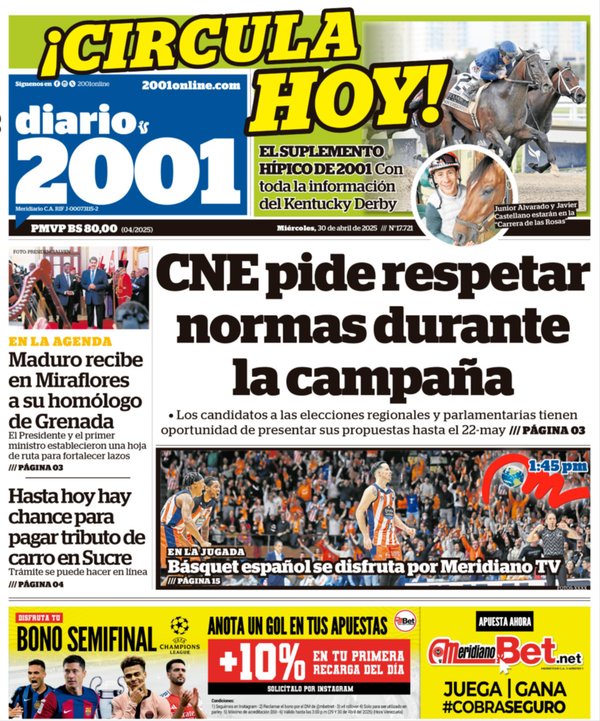 Titulares de la prensa nacional para este miércoles 30 de abril