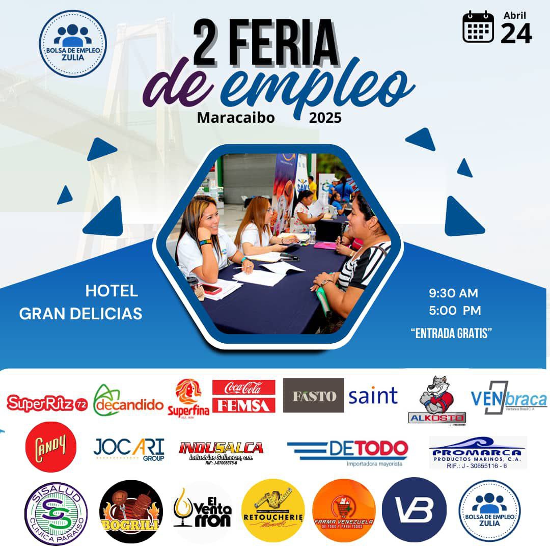 Segunda Feria de Empleo Zulia 2025 se llevara a cabo este jueves 24 de abril