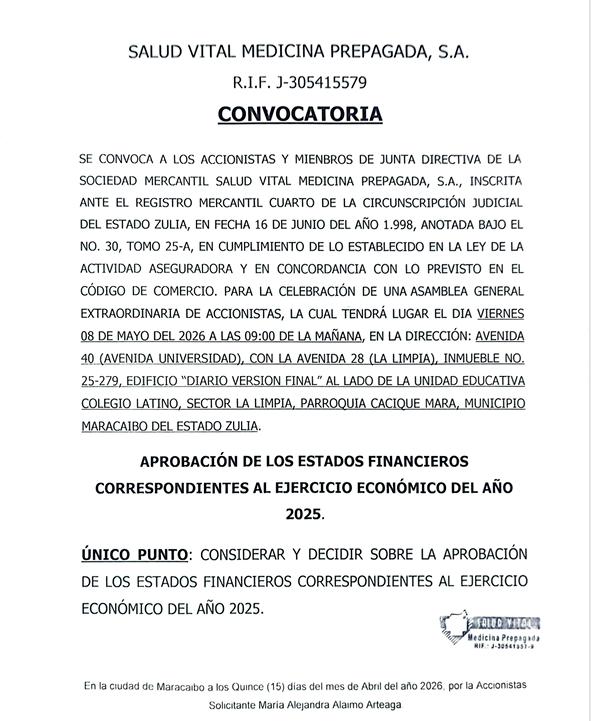 Convocatoria: Salud Vital