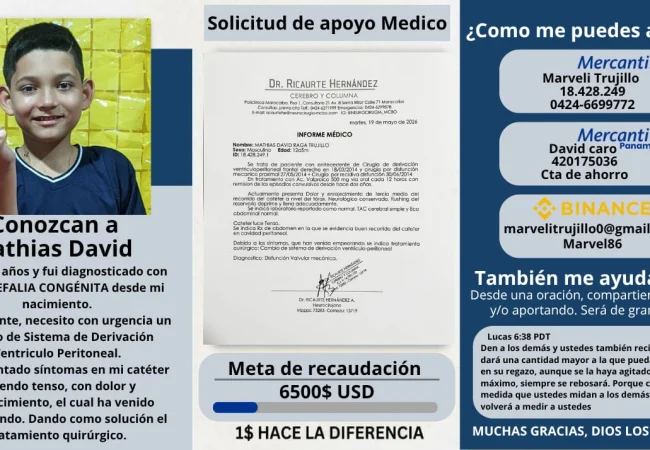 Se requiere apoyo económico urgente para intervención quirúrgica de Mathías David Raga Trujillo